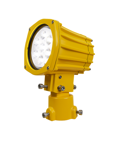 EUL-AP-LED LED elevated approach centerline light by Airsafe, angular view showing yellow aluminium body with white LED diffuser