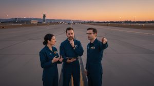 Engineers discussing about the new 2026 ICAO challenges