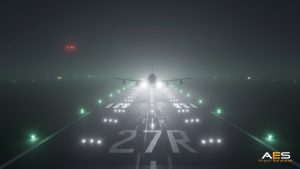 Low visibility conditions during a landing at night in a runway with TDZ lights