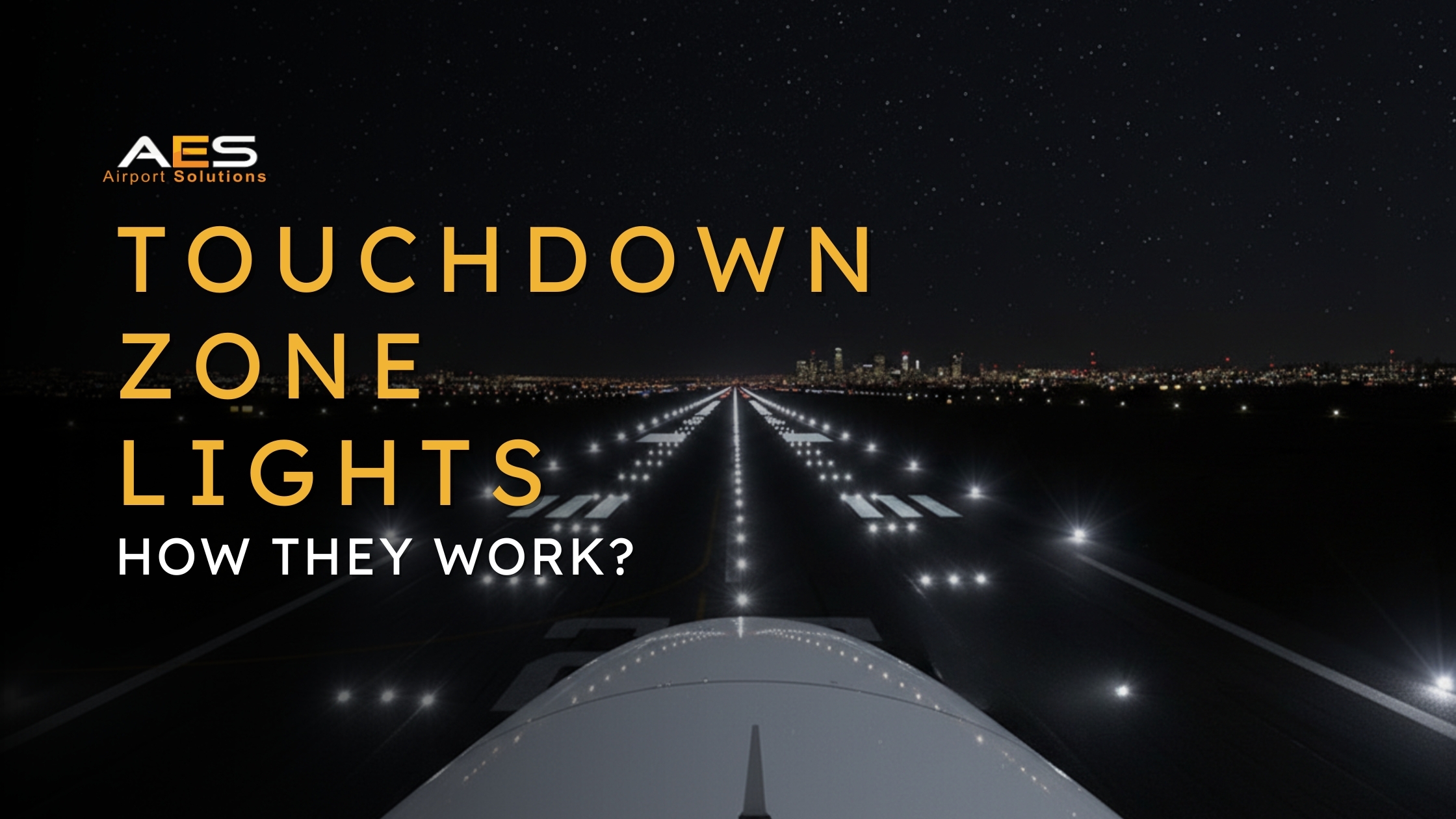 Pilot's perspective of TDZ lights from cockpit during low-visibility approach