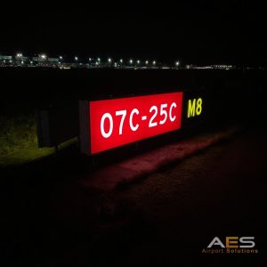 Airsafe LED taxiway guidance sign supplied by AES Airport Solutions for Erfurt-Weimar Airport Germany