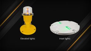 Comparison of elevated taxiway edge light and inset centreline light installed on airport pavement