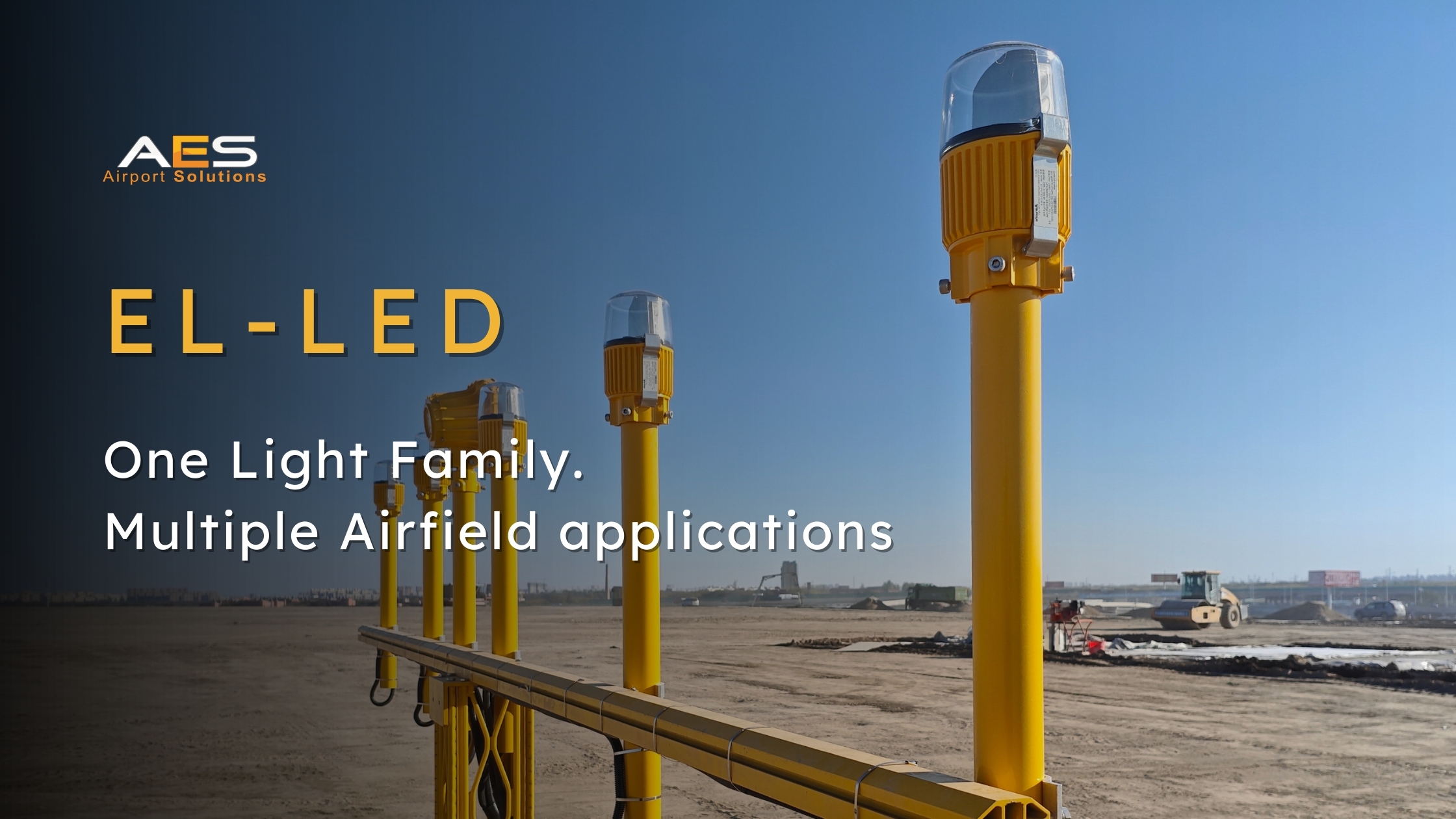 Airsafe EL-LED approach lights elevated on masts along runway approach path during installation
